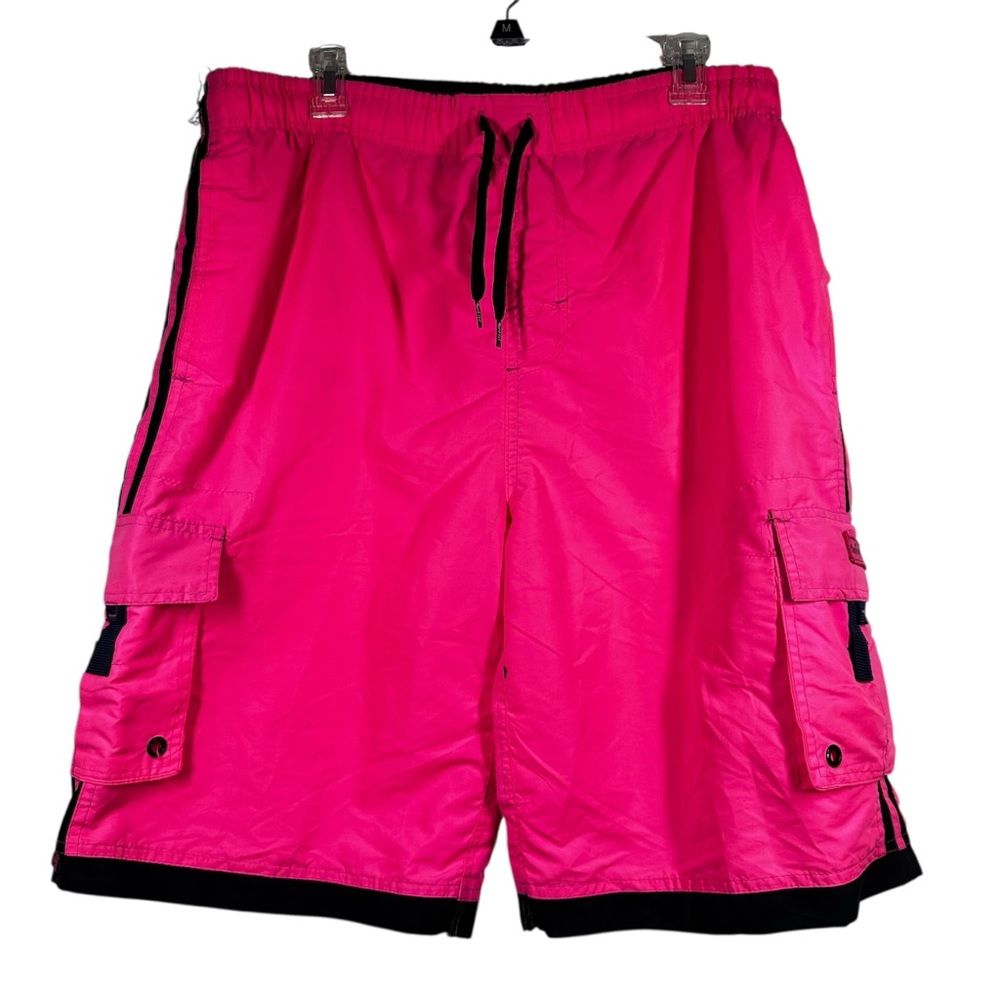 PACIFIC SURF BY EXIST Men's Bright Pink Swim Cargo Shorts Large